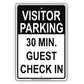 Visitor Parking Time Limit Guest Check In Sign