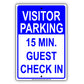 Visitor Parking Time Limit Guest Check In Sign
