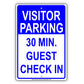 Visitor Parking Time Limit Guest Check In Sign