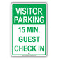Visitor Parking Time Limit Guest Check In Sign