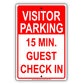 Visitor Parking Time Limit Guest Check In Sign