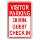 Visitor Parking Time Limit Guest Check In Sign