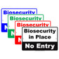 Biosecurity In Place No Entry Restricted Access Safety Protection Alert Caution Notice Aluminum
