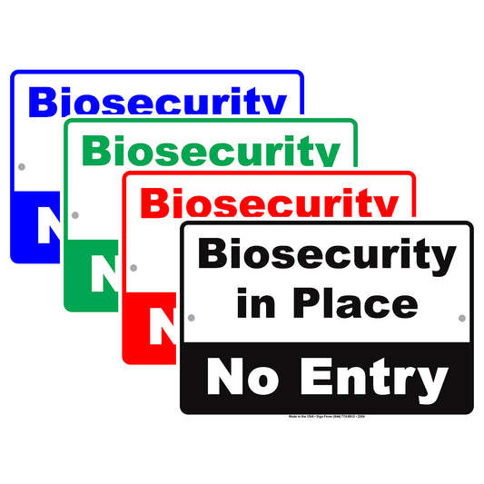 Biosecurity In Place No Entry Restricted Access Safety Protection Alert Caution Notice Aluminum