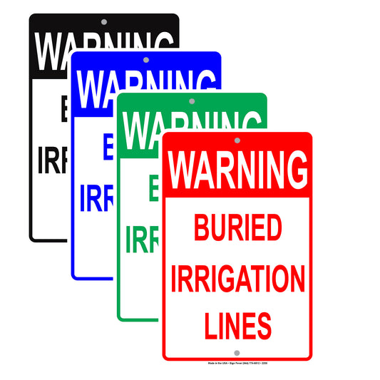 Warning Buried Irrigation Lines Underground Pipe Safety Alert Caution Warning Notice Aluminum