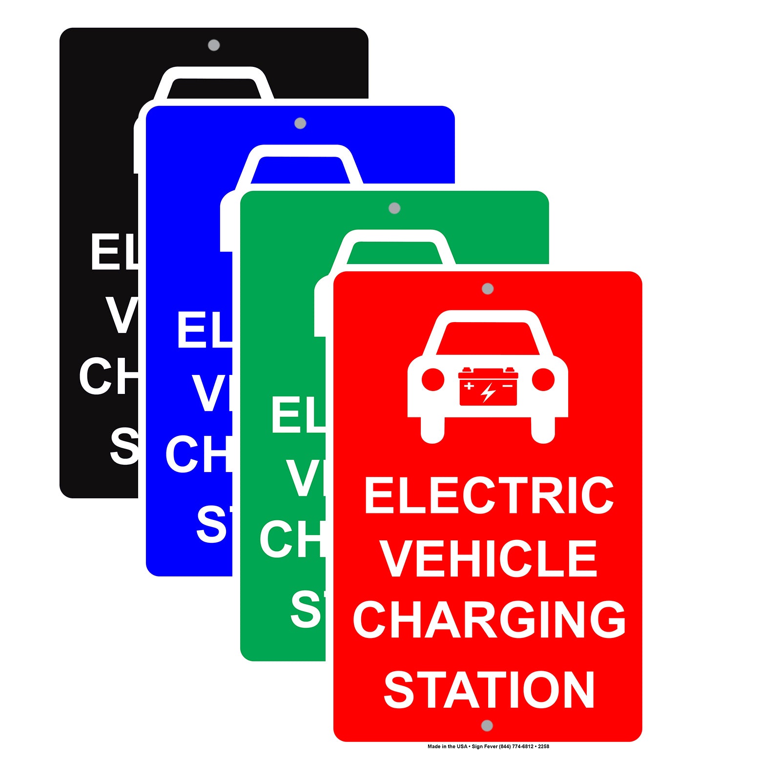 Electric Vehicle Charging Station With Graphic Battery Reserved Spot Alert Warning Aluminum