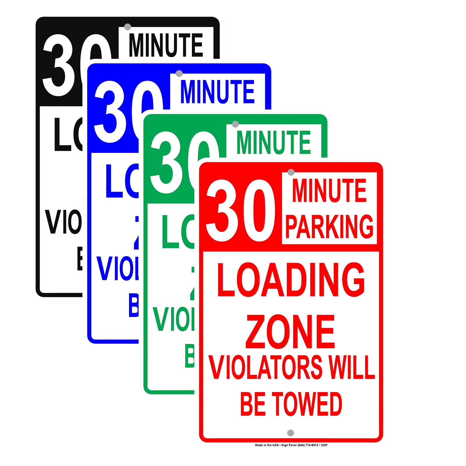 Loading Zone Parking Violators Will Be Towed Reserved Time Limit Alert Caution Warning Aluminum