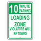 Loading Zone Parking Violators Will Be Towed Reserved Time Limit Alert Caution Warning Aluminum
