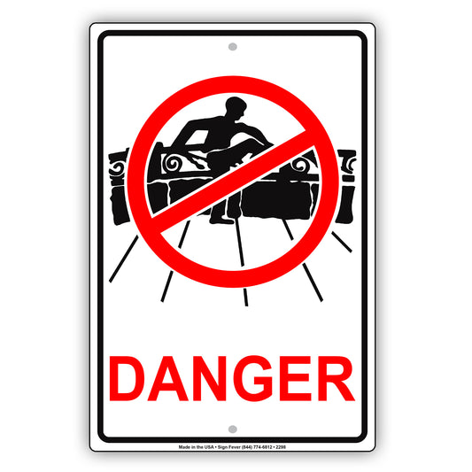 Danger No Jumping Or Diving From Safety Grill Novelty Aluminum Metal Sign