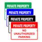 Private Property No Unauthorized Parking Restriction Alert Attention Caution Warning Aluminum