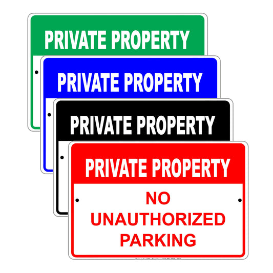 Private Property No Unauthorized Parking Restriction Alert Attention Caution Warning Aluminum