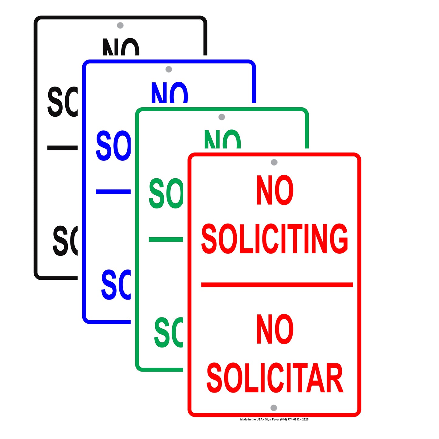 No Soliciting No Vededores Please Go Away Alert Aluminum Metal Sign Plate