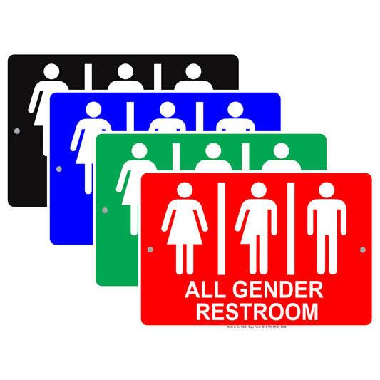 All Gender Restroom Sign Alert Aluminum Metal Sign Plate