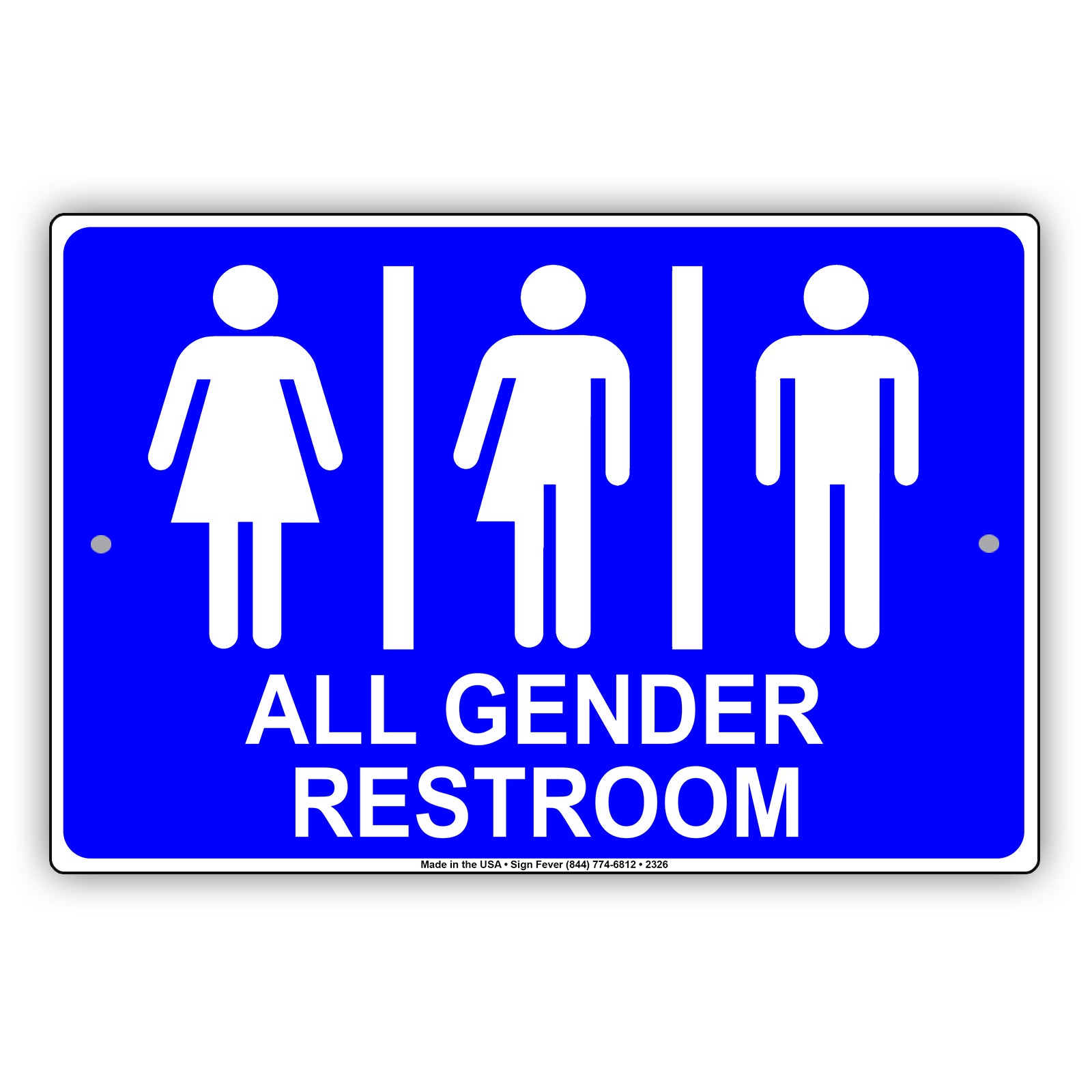 All Gender Restroom Sign Alert Aluminum Metal Sign Plate