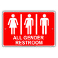 All Gender Restroom Sign Alert Aluminum Metal Sign Plate