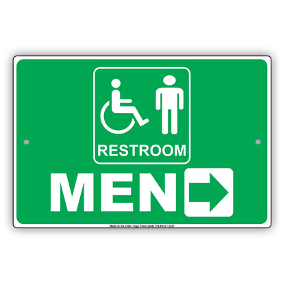 Handicap Restroom For Men Please Go Away Alert Aluminum Metal Sign Plate