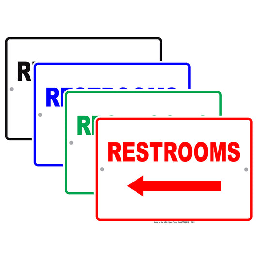 Restroom Left Side Please Go Away Alert Aluminum Metal Sign Plate