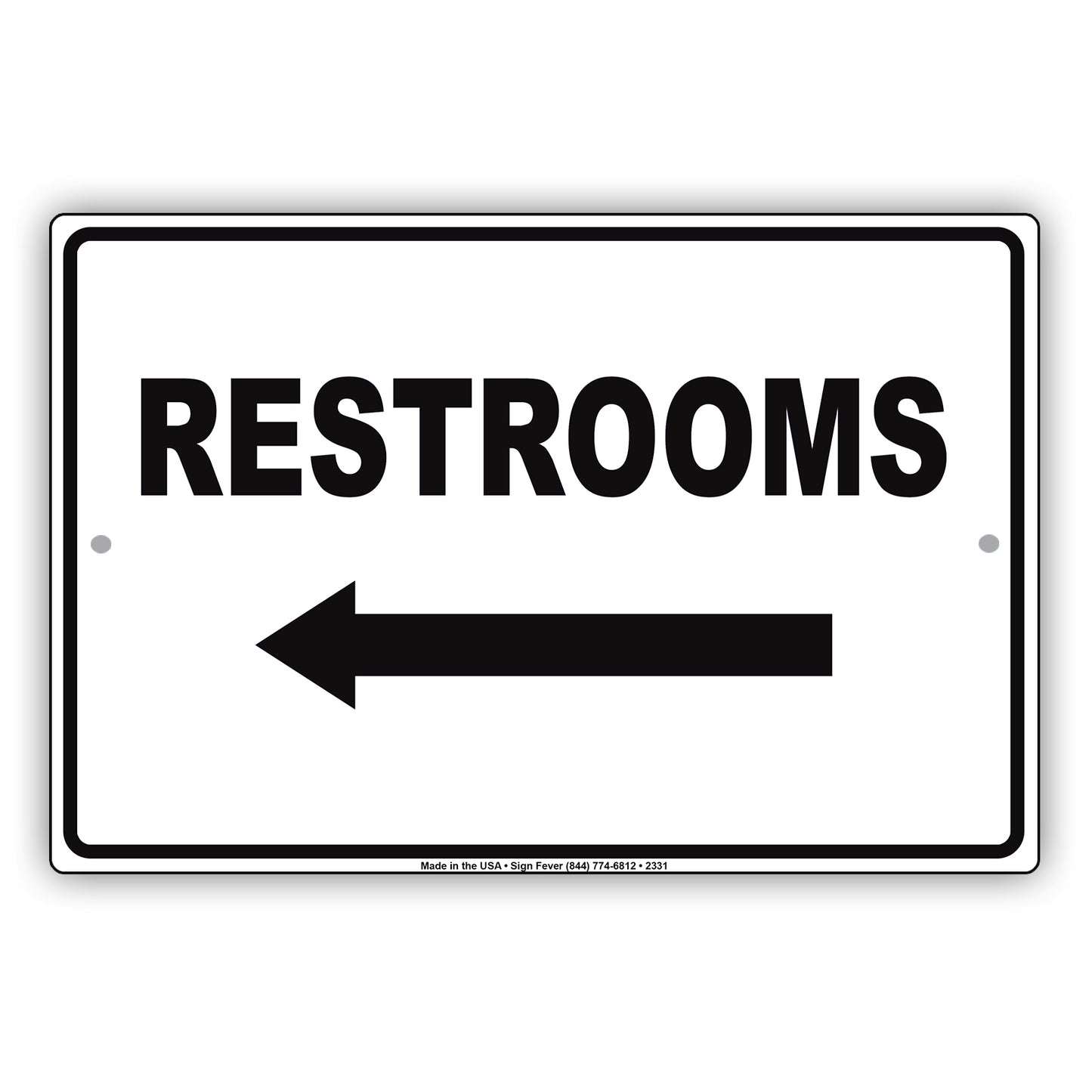 Restroom Left Side Please Go Away Alert Aluminum Metal Sign Plate