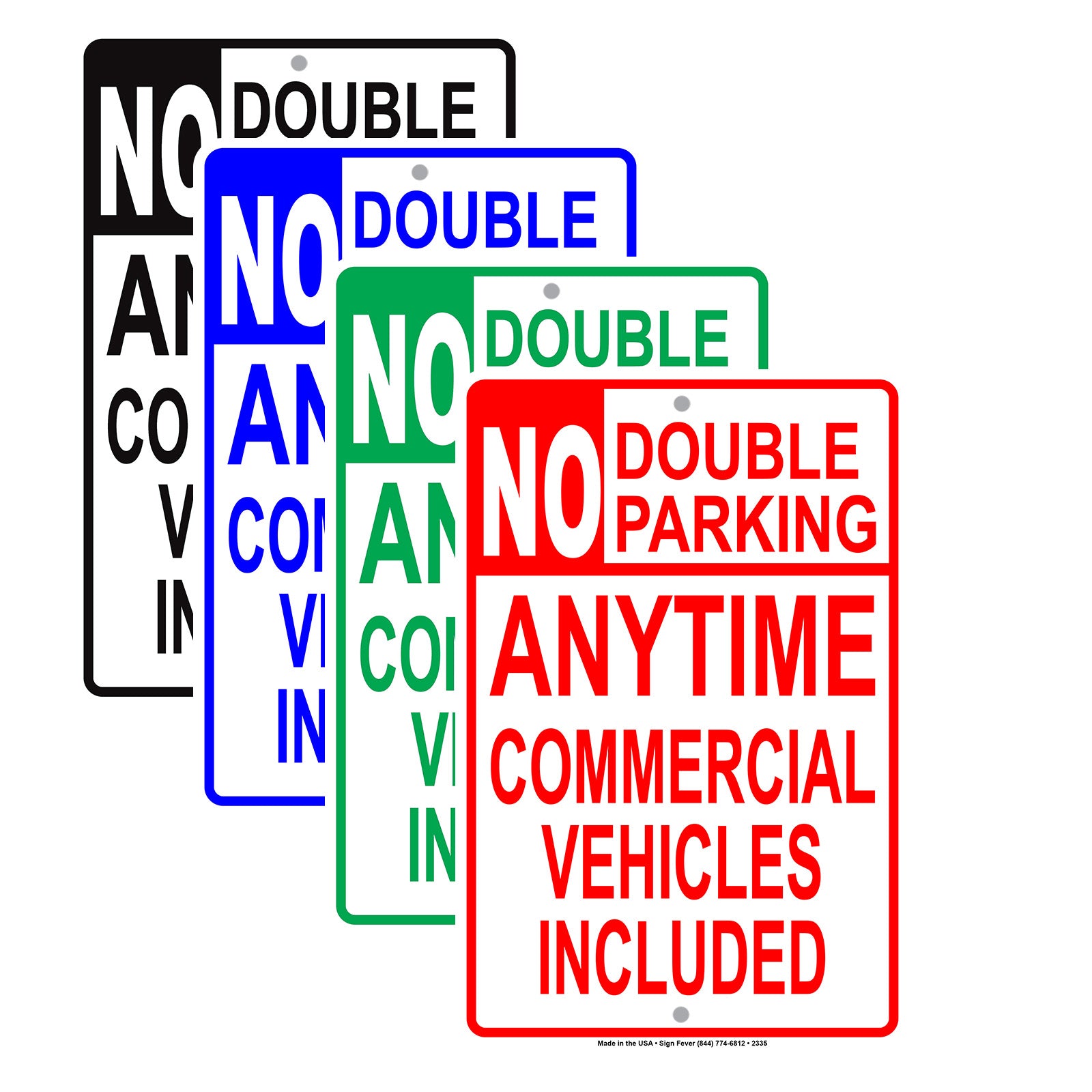 No Double Parking Anytime Commercial Vehicles Included Alert Aluminum Metal Sign Plate