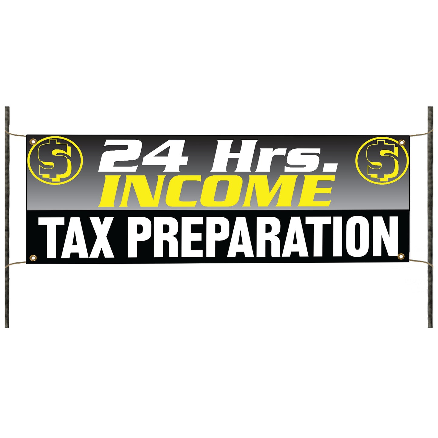 24-Hrs Income Tax Preparation Vinyl Banner Sign
