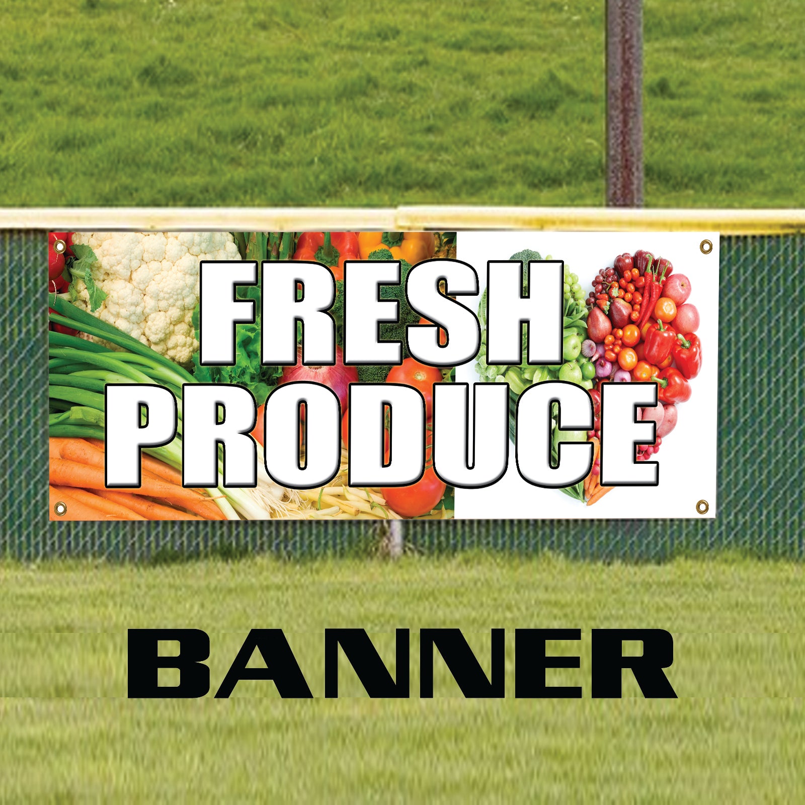 Fresh Farm Produce Vegetables & Fruits Vinyl Banner Sign