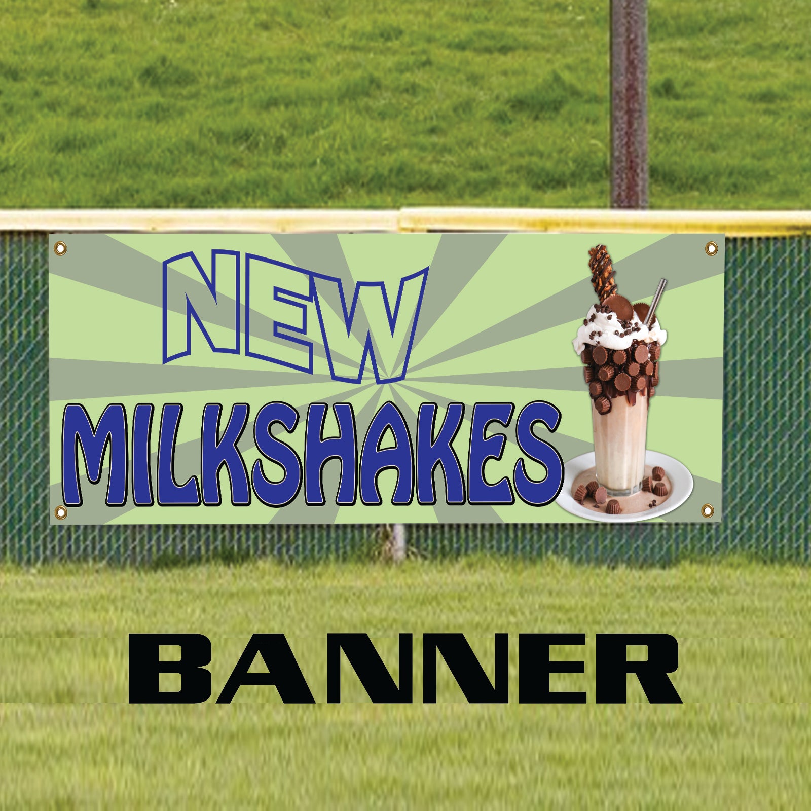 New Milkshakes - Fruits Juices Cafe & Restaurant Vinyl Banner Sign