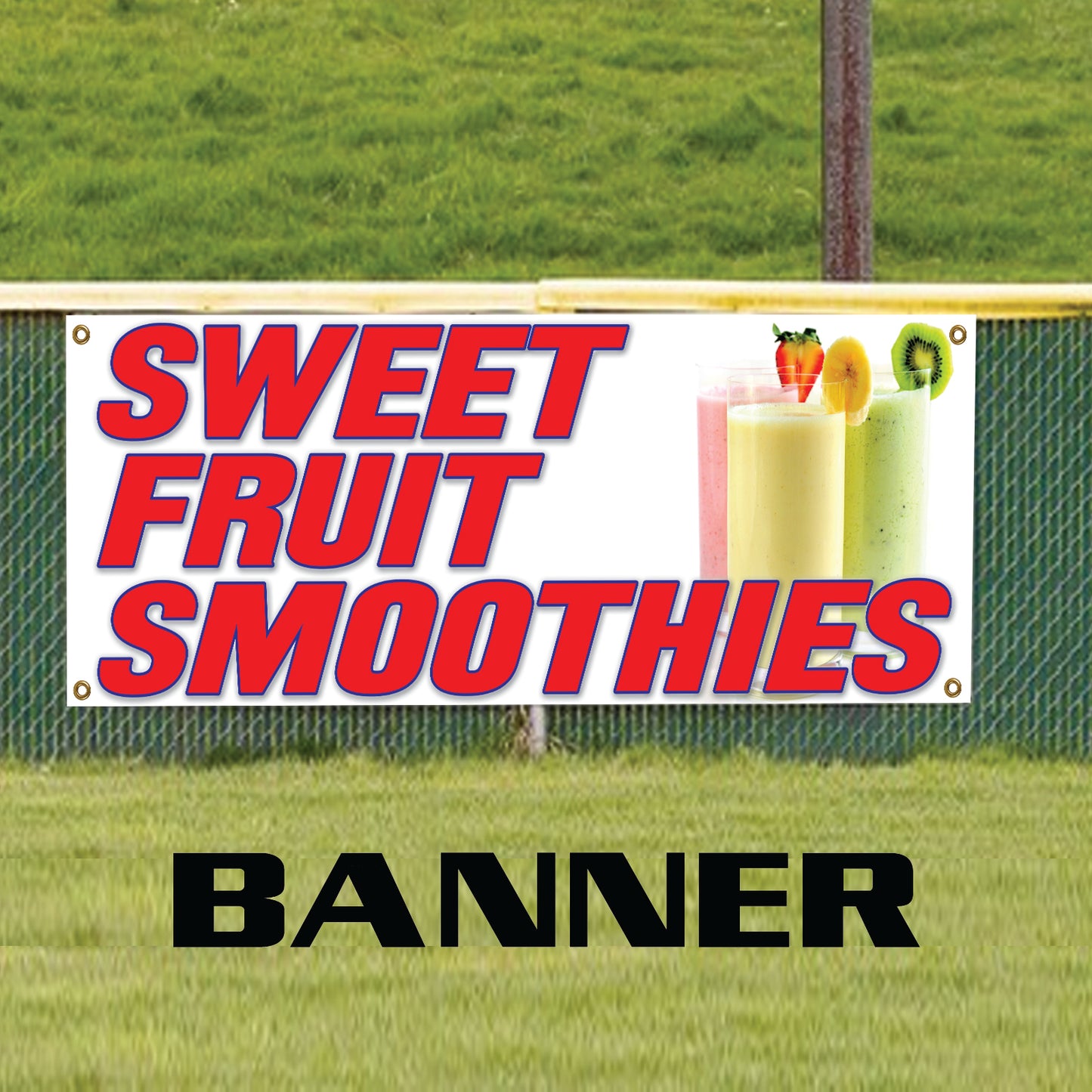 Sweet Fruit Smoothies Cafe & Healthy Drinks Marketing Vinyl Banner Sign