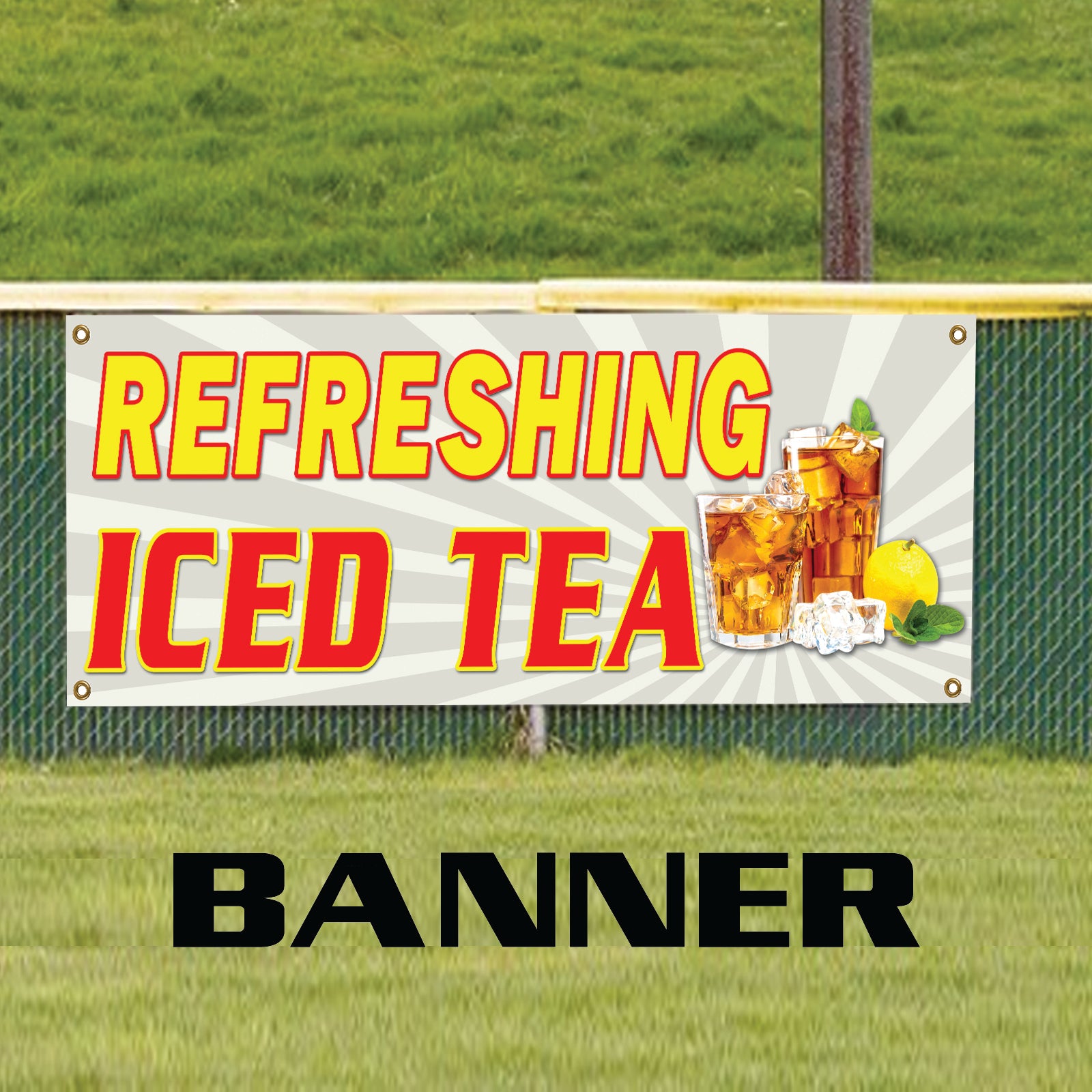 Refreshing Iced Tea Cafe Restaurant Marketing Advertising Vinyl Banner Sign