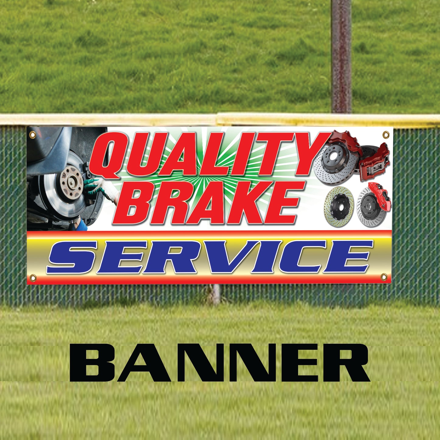 Quality Brake Service & Replacement Mechanic Garage Vinyl Banner Sign