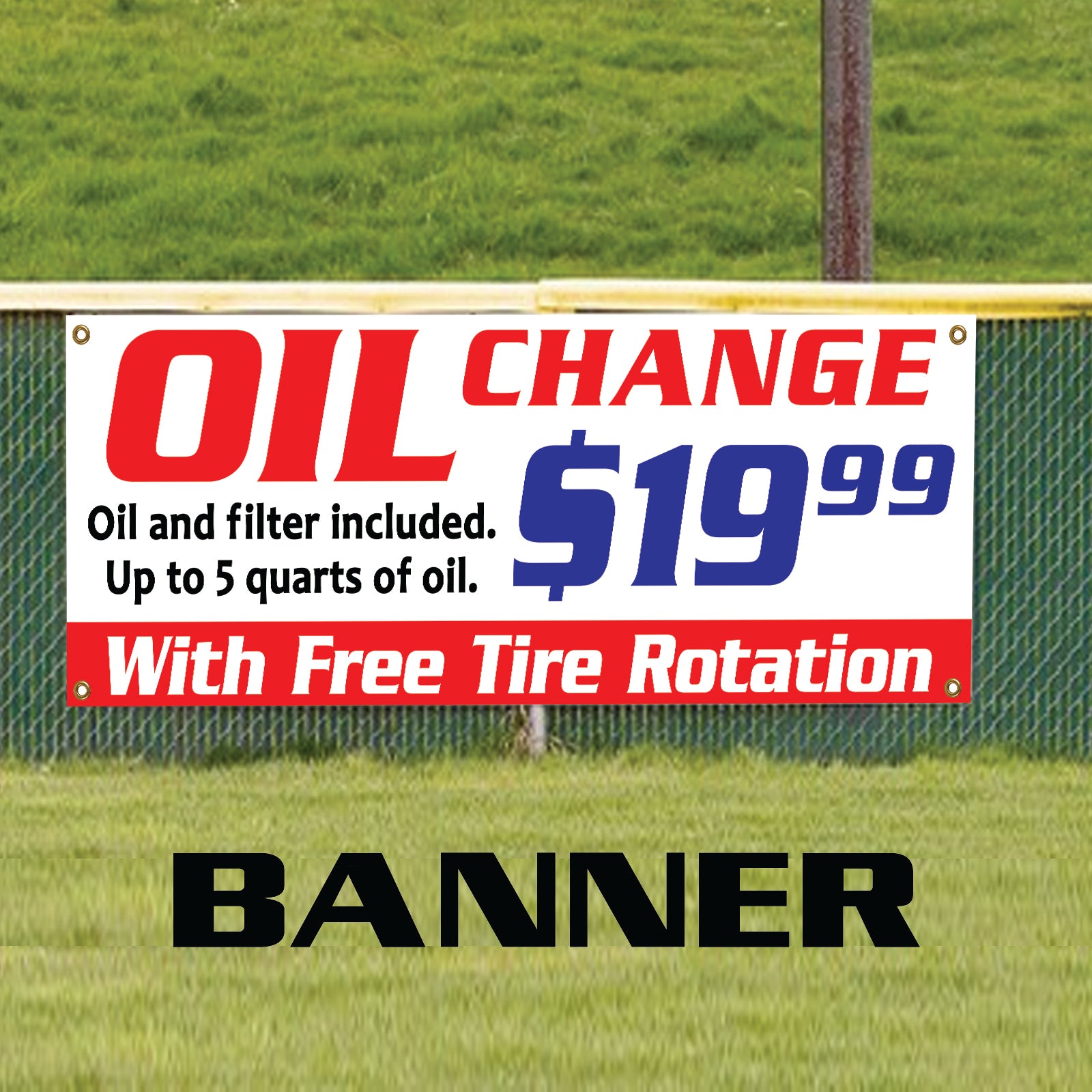 Oil & Filter Change With Free Tire Rotation Garage Vinyl Banner Sign
