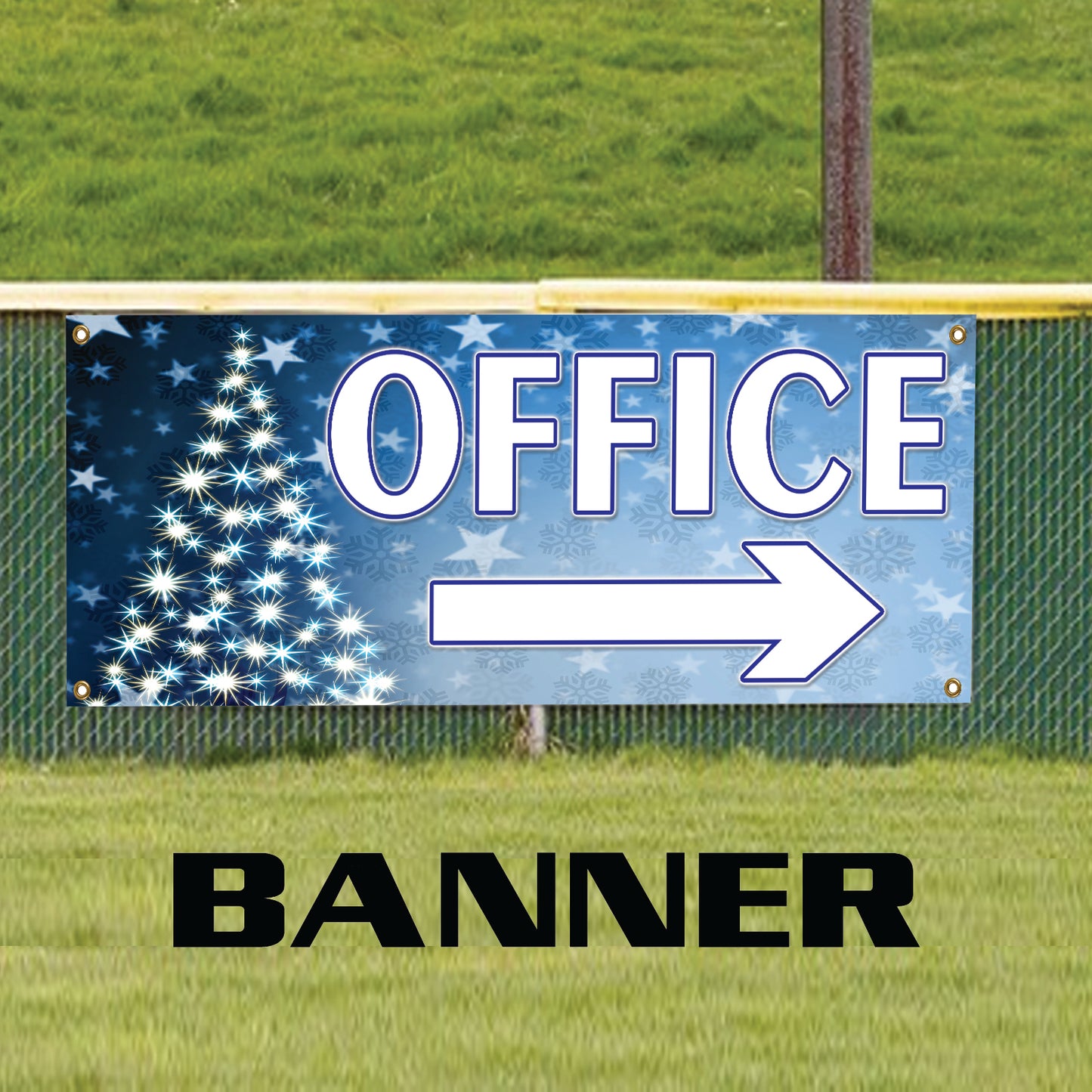 Office With Right Arrow Advertising Christmas Vinyl Banner Sign