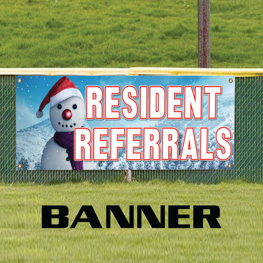 Residents Referrals Snow Forrest Christmas Vinyl Banner Sign