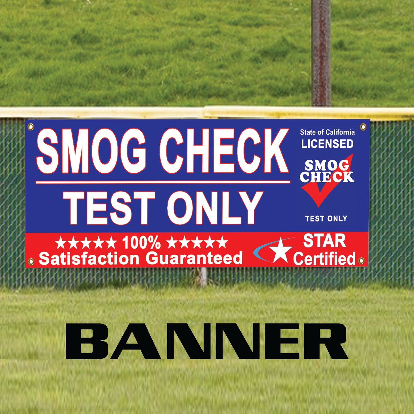 Smog Check Test Only Star Certified Advertising Vinyl Banner Sign