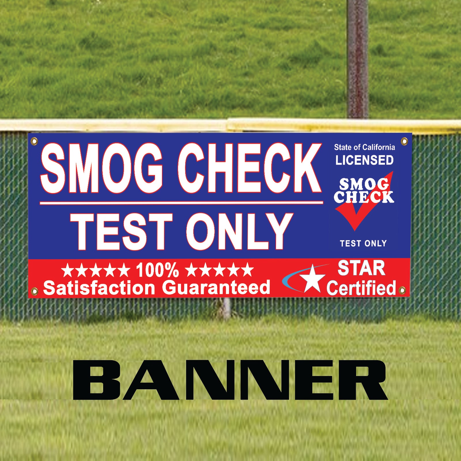 Smog Check Test Only Star Certified Advertising Vinyl Banner Sign