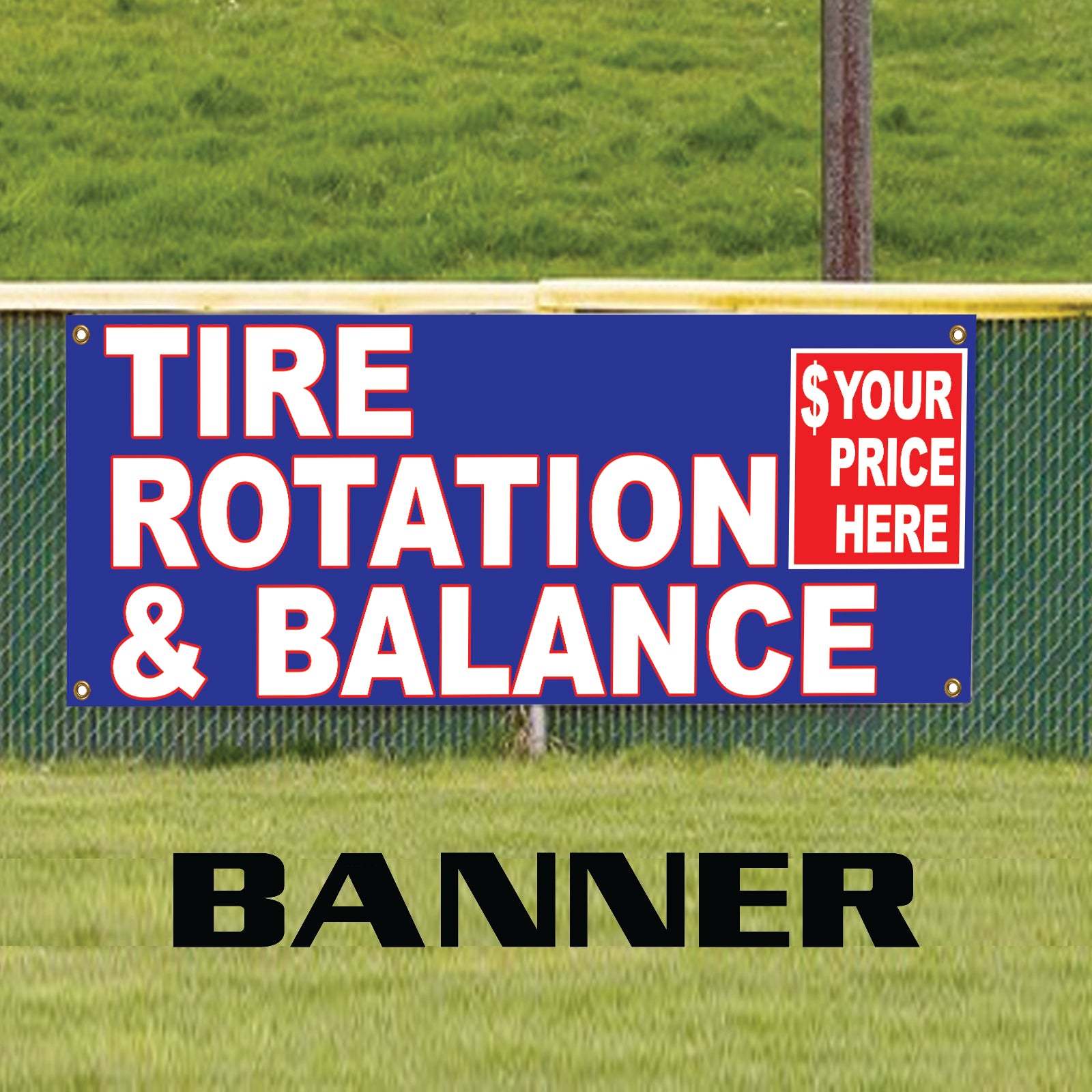 Tire Wheel Rotation & Balance Garage Advertising Vinyl | Banner Sign ...