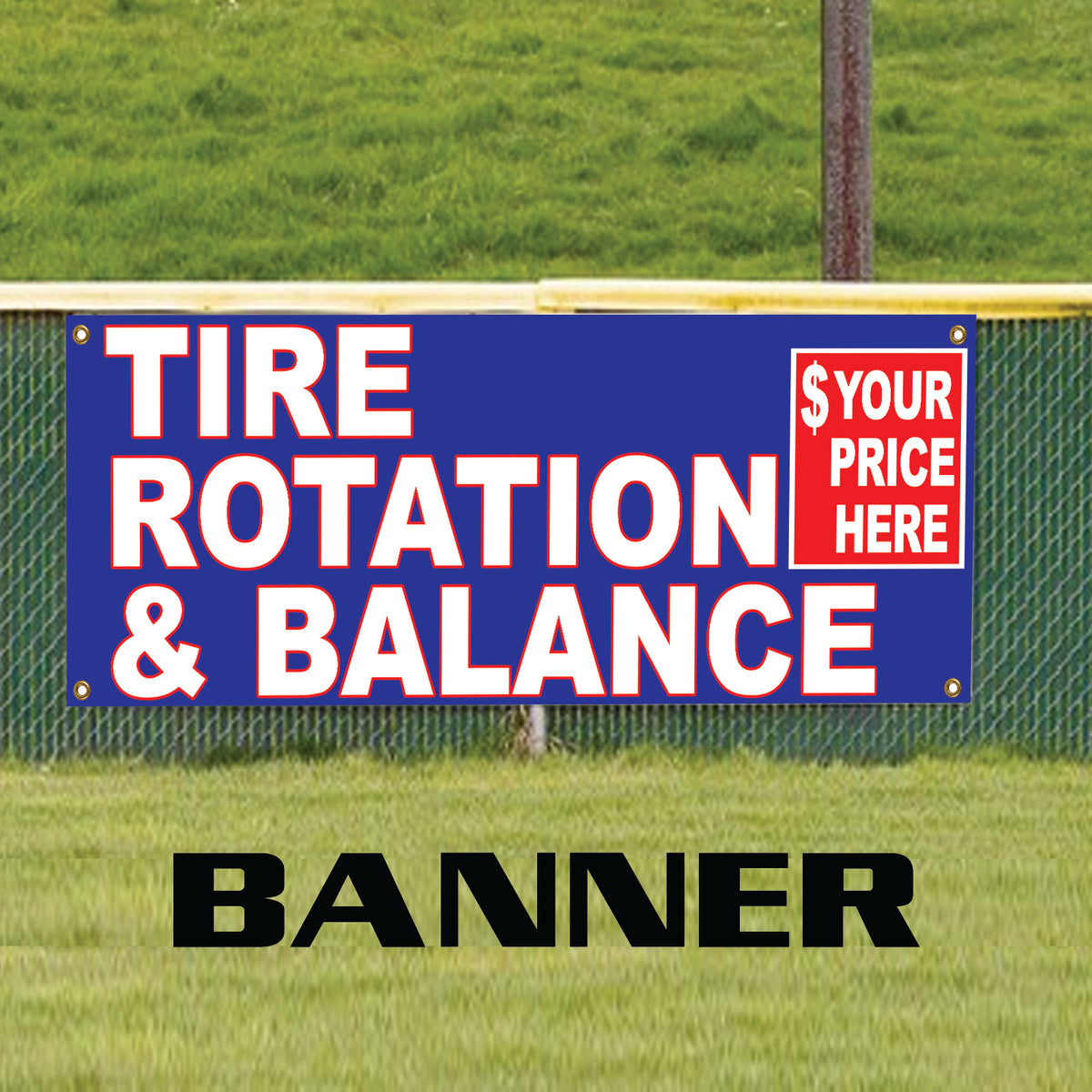 Tire Wheel Rotation & Balance Garage Advertising Vinyl | Banner Sign ...
