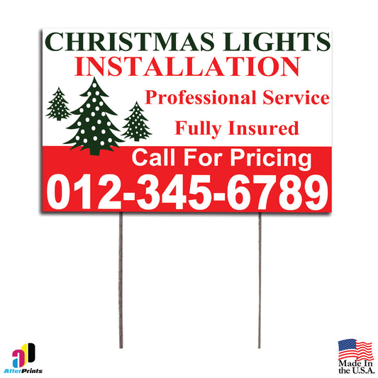 Christmas Lights  Installation Customized Yard Sign