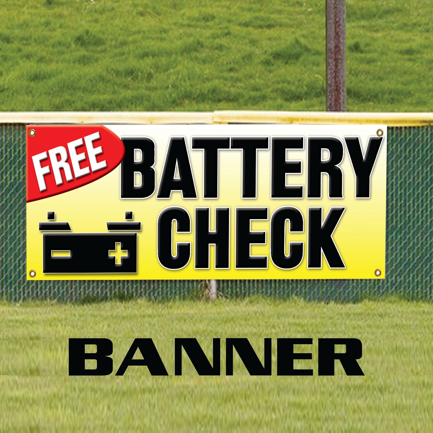 Free Battery Check Vinyl Banner Sign