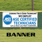 ASE Certified Technicians Vinyl Banner Sign