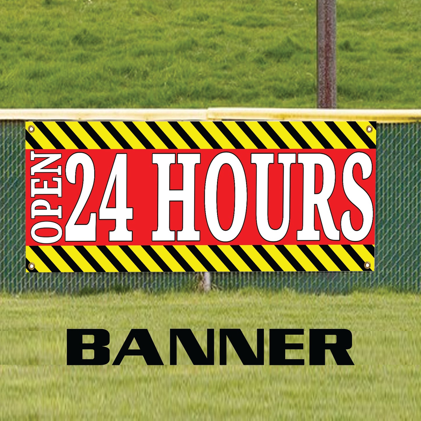 Open 24 Hour Vinyl Banner Sign