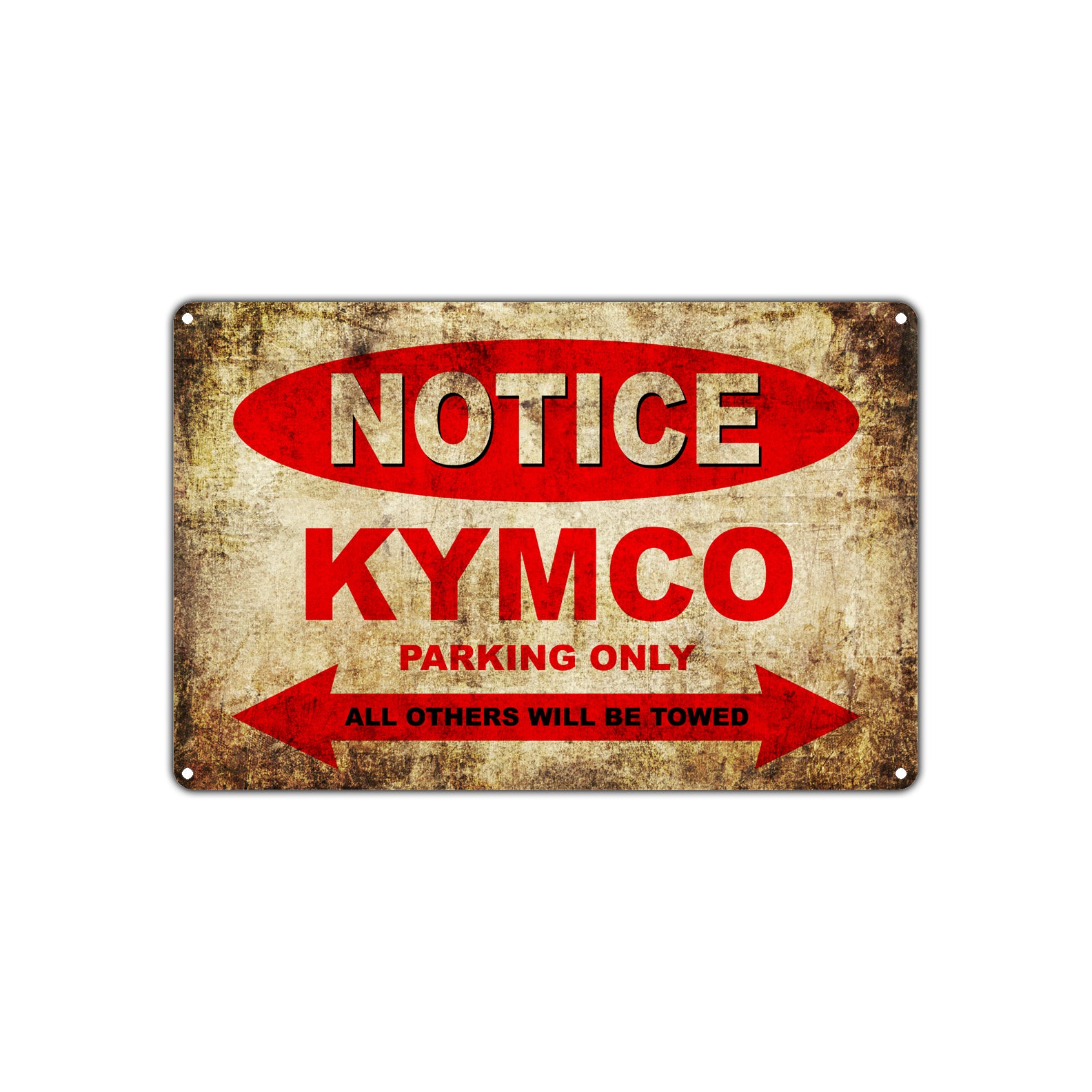 Notice Kymco Motorcycles Parking Only All Others Will Be Towed Vintage Metal Decor Art Shop Aluminum Sign Plate