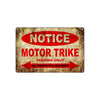 Notice Motor Trike Motorcycles Parking Only All Others Will Be Towed Vintage Metal Decor Art Shop Aluminum Sign Plate