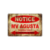 Notice MV Agusta Motorcycles Parking Only All Others Will Be Towed Vintage Metal Decor Art Shop Aluminum Sign Plate