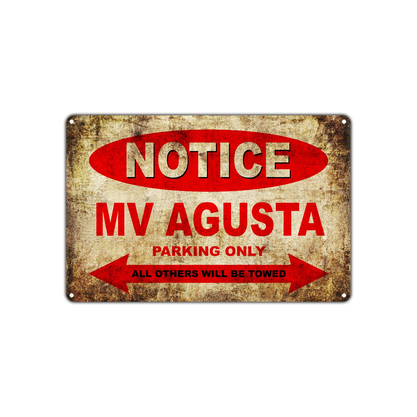 Notice MV Agusta Motorcycles Parking Only All Others Will Be Towed Vintage Metal Decor Art Shop Aluminum Sign Plate