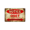 Notice OSET Motorcycles Parking Only All Others Will Be Towed Vintage Metal Decor Art Shop Aluminum Sign Plate