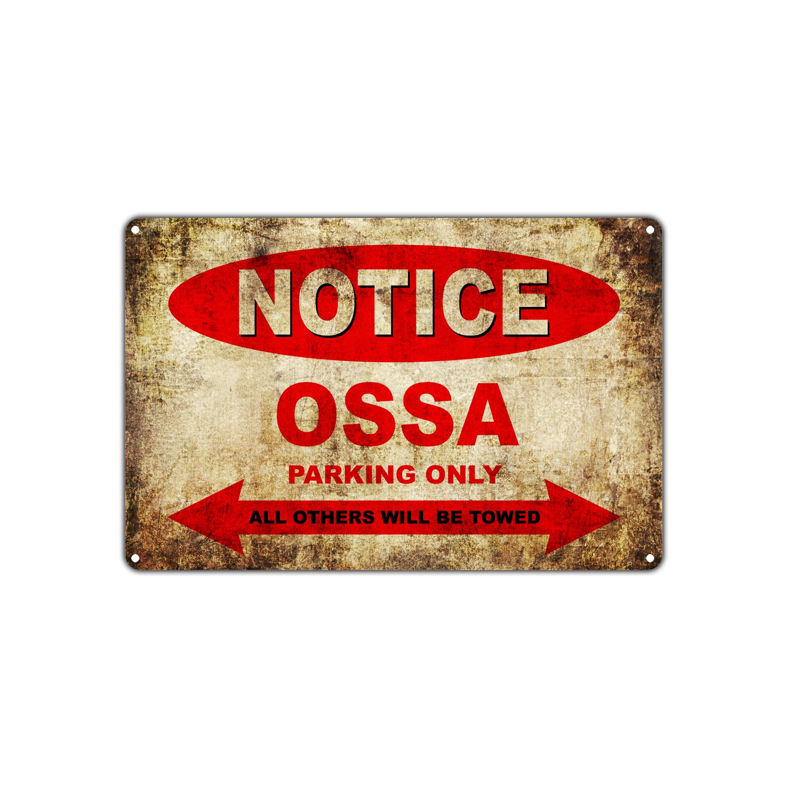 Notice OSSA Motorcycles Parking Only All Others Will Be Towed Vintage Metal Decor Art Shop Aluminum Sign Plate