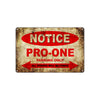 Notice Pro-One Motorcycles Parking Only All Others Will Be Towed Vintage Metal Decor Art Shop Aluminum Sign Plate