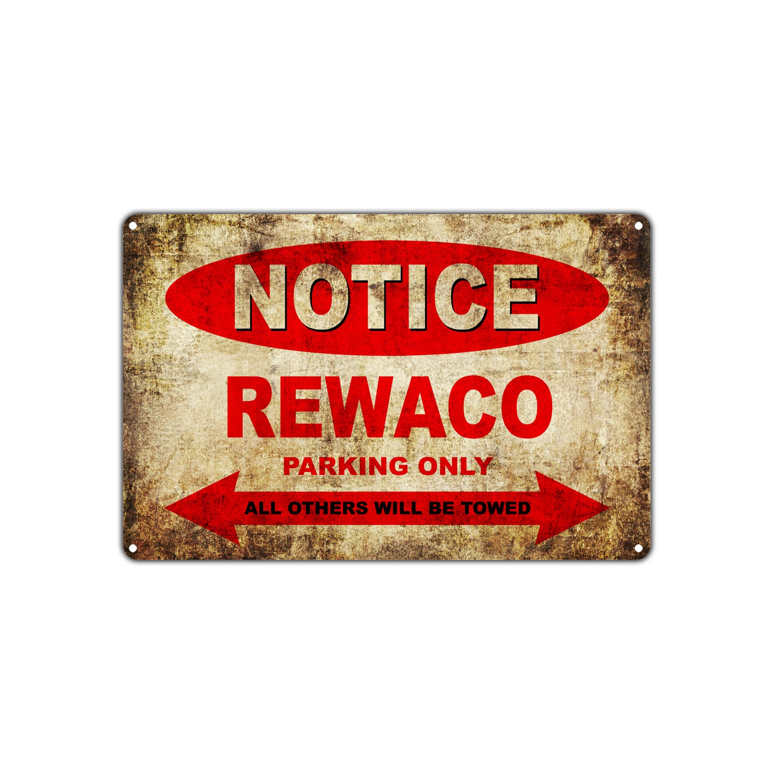 Notice Rewaco Motorcycles Parking Only All Others Will Be Towed Vintage Metal Decor Art Shop Aluminum Sign Plate