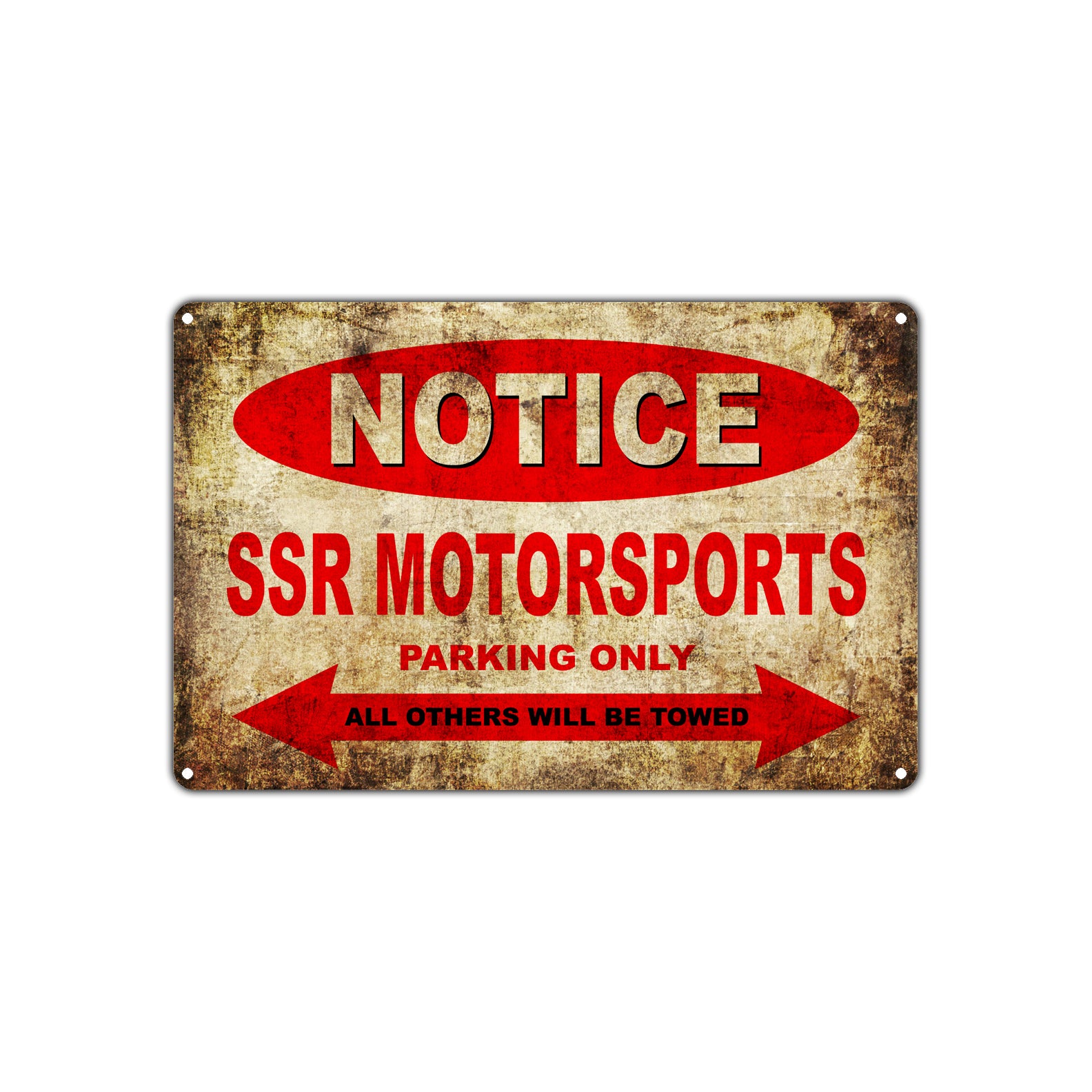 Notice SSR Motorsports Motorcycles Parking Only All Others Will Be Towed Vintage Metal Decor Art Shop Aluminum Sign Plate