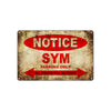 Notice SYM Motorcycles Parking Only All Others Will Be Towed Vintage Metal Decor Art Shop Aluminum Sign Plate